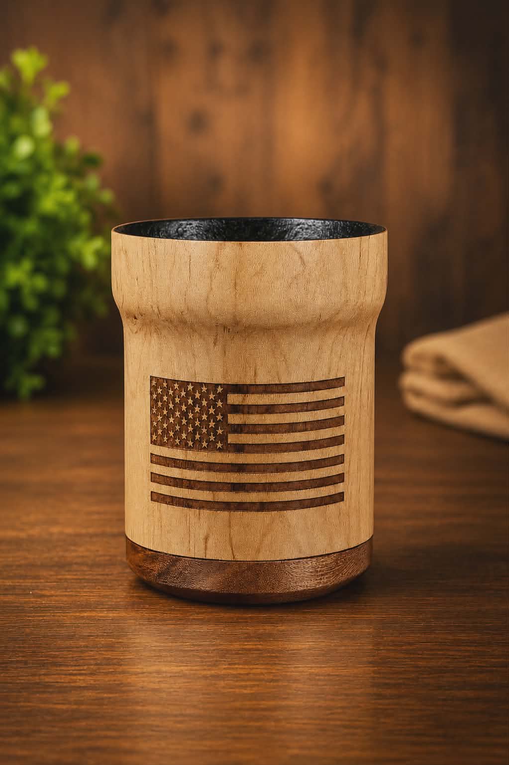 American Whiskey Glass Maple/Walnut
